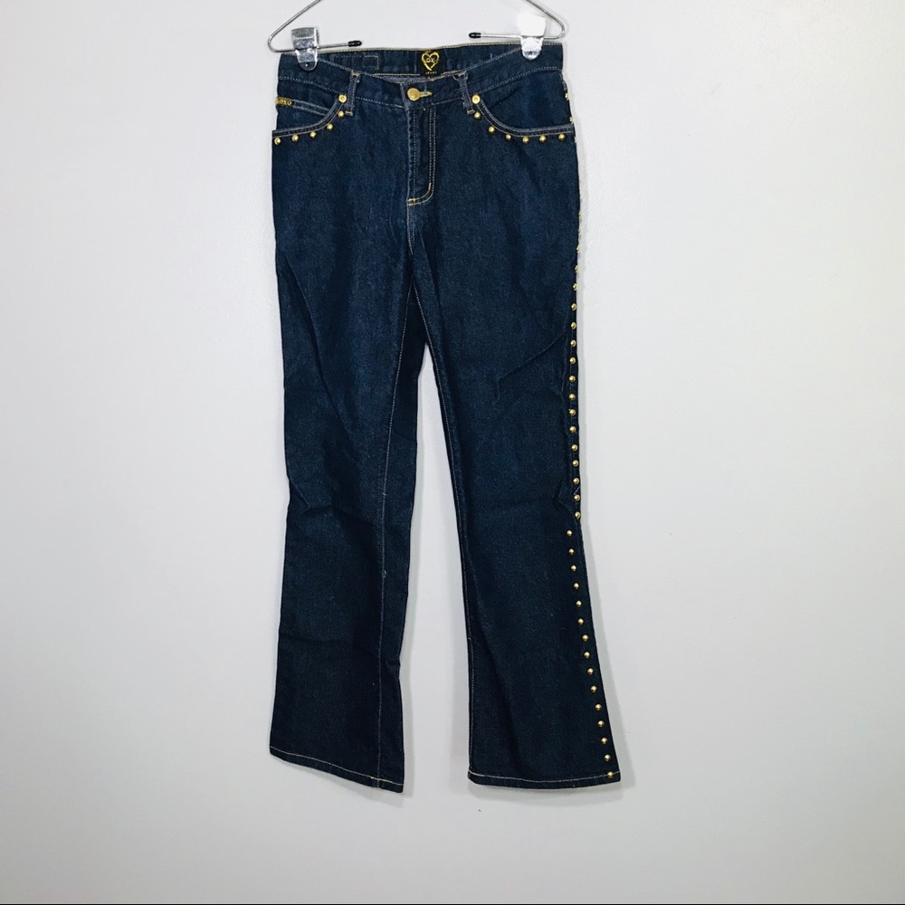 XOXO Jeans. Dark wash. Gold Tone Studs down sides